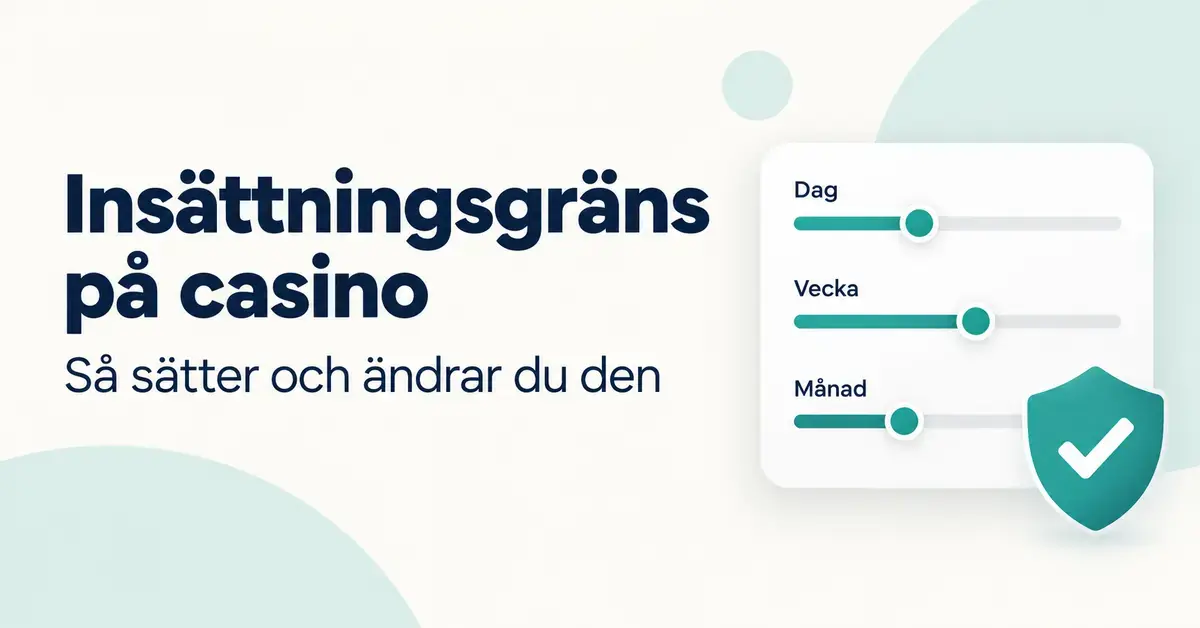 Illustration av insättningsgränser på casino med reglage för dag, vecka och månad samt en skyddssköld med bock.